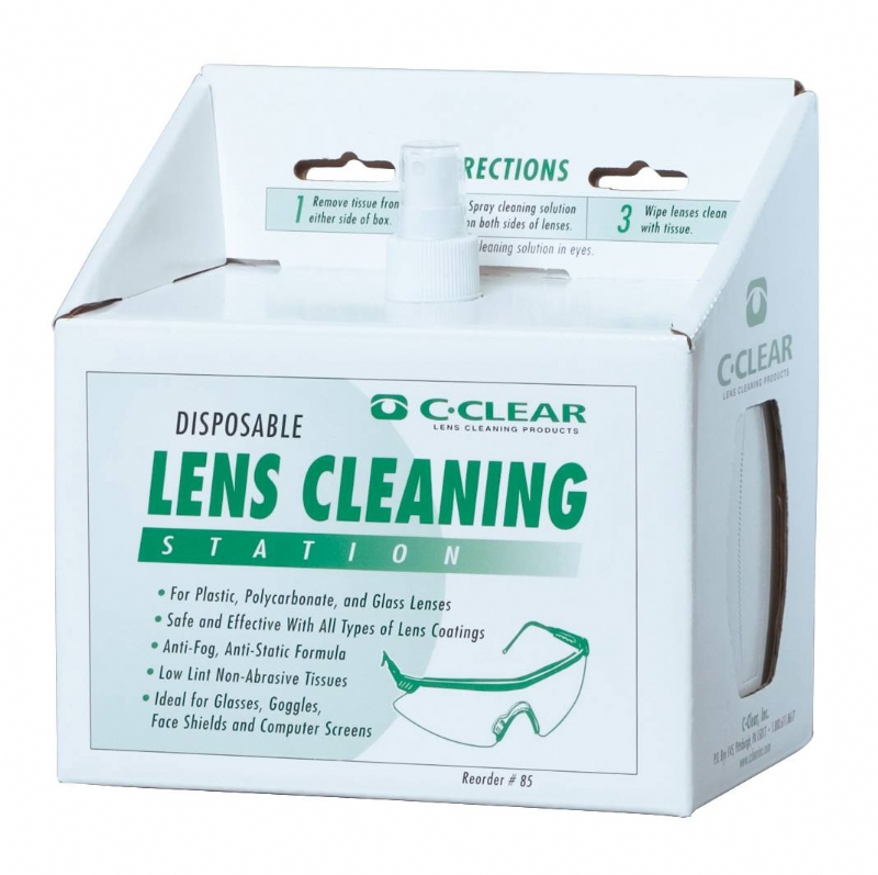 Lens cleaning station